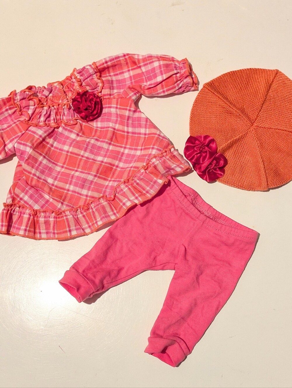 American Girl Bitty Baby Vintage Fall Leaf & Plaid Play Outfits - Picture 3 of 3